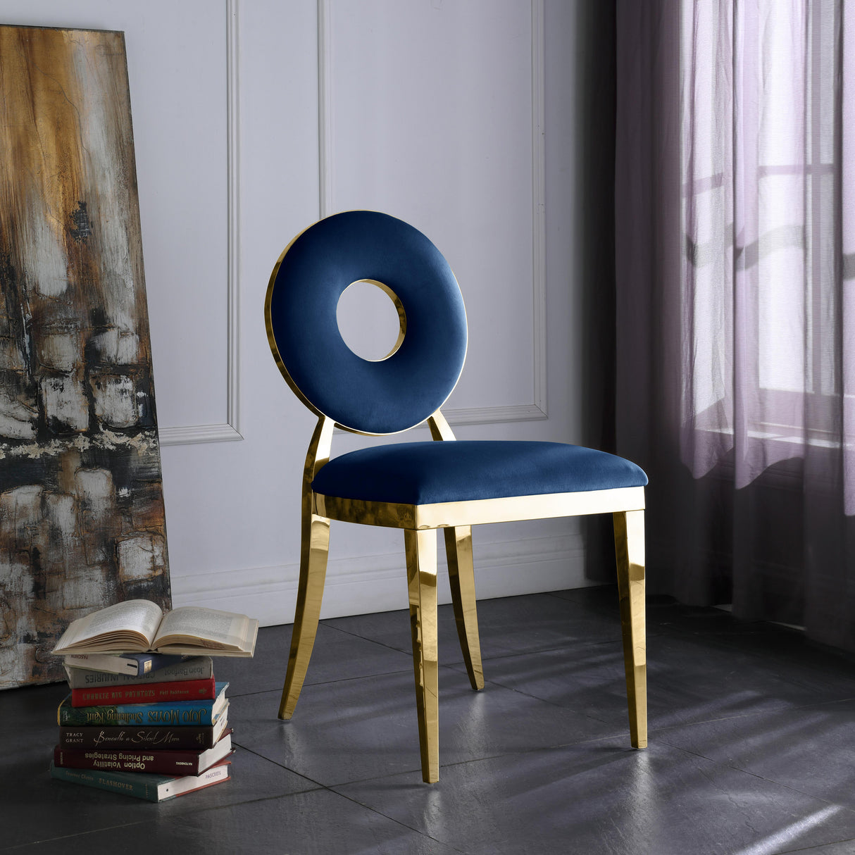 Carousel Navy Velvet Dining Chair - galleria furniture outlet