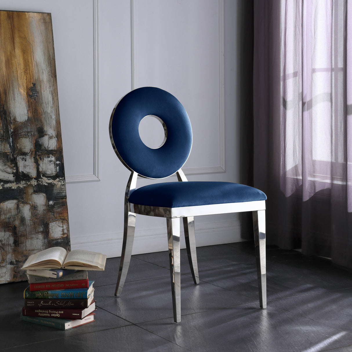 Carousel Navy Velvet Dining Chair - galleria furniture outlet
