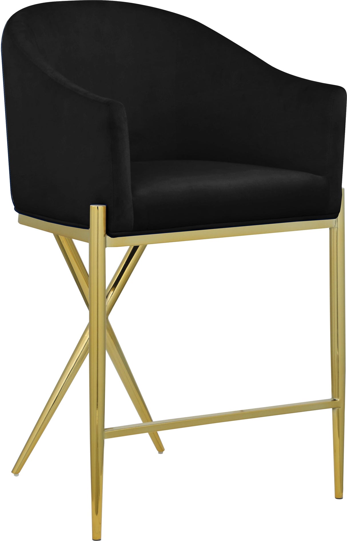Xavier Black Velvet Counter Stool - galleria furniture outlet