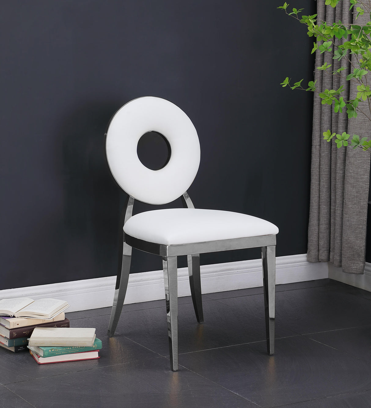 Carousel White Faux Leather Dining Chair - galleria furniture outlet