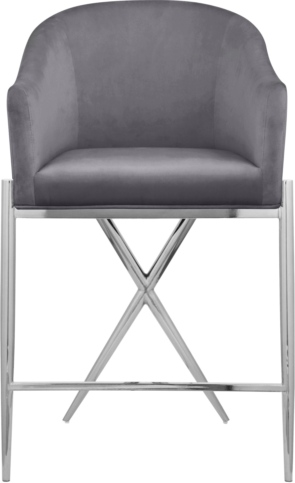 Xavier Grey Velvet Counter Stool - galleria furniture outlet