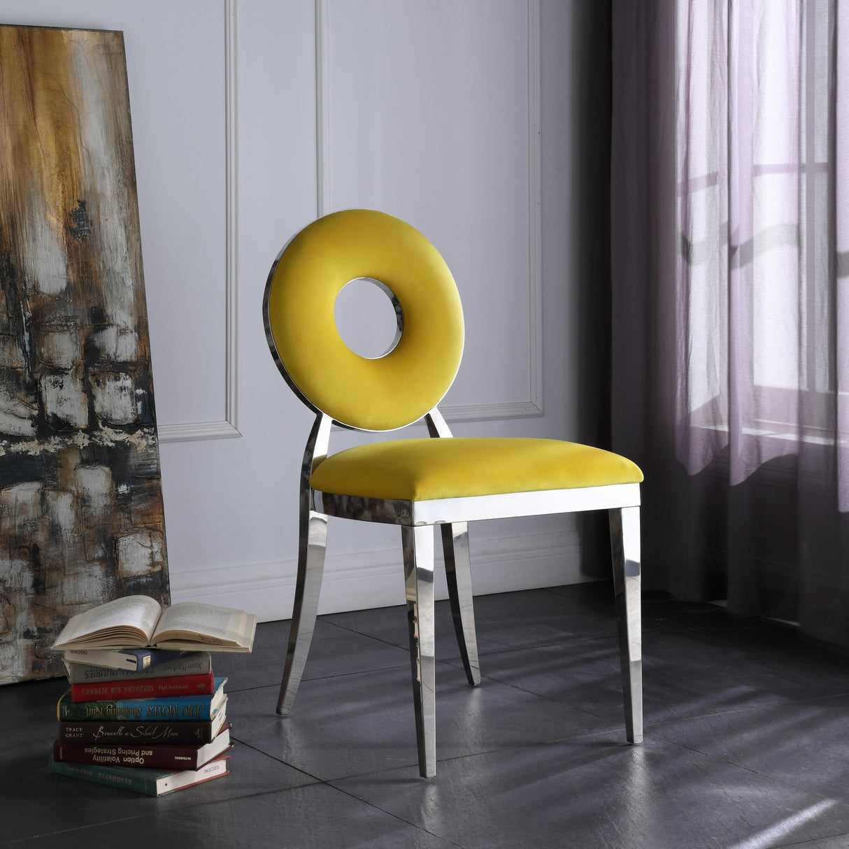 Carousel Yellow Velvet Dining Chair - galleria furniture outlet
