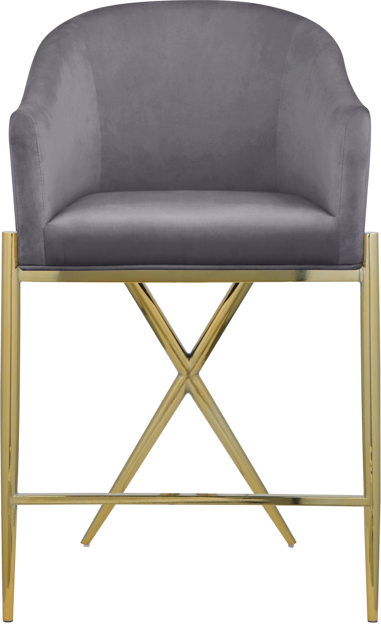 Xavier Grey Velvet Counter Stool - galleria furniture outlet