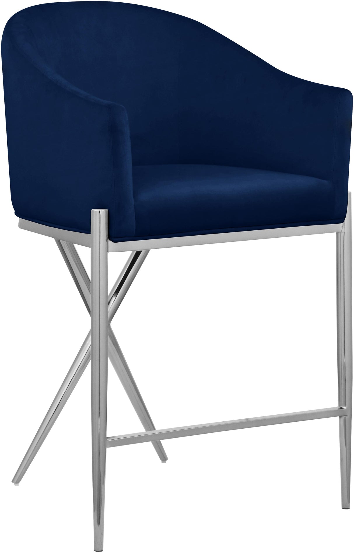 Xavier Navy Velvet Counter Stool - galleria furniture outlet