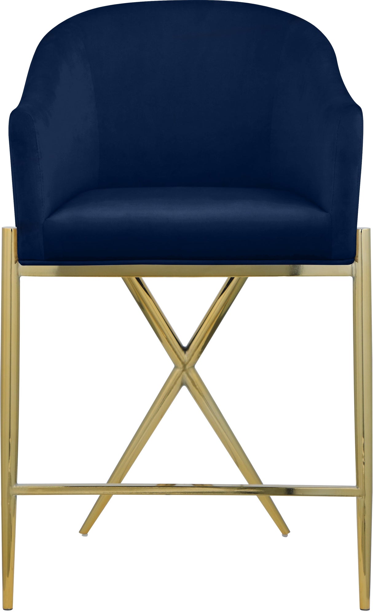 Xavier Navy Velvet Counter Stool - galleria furniture outlet