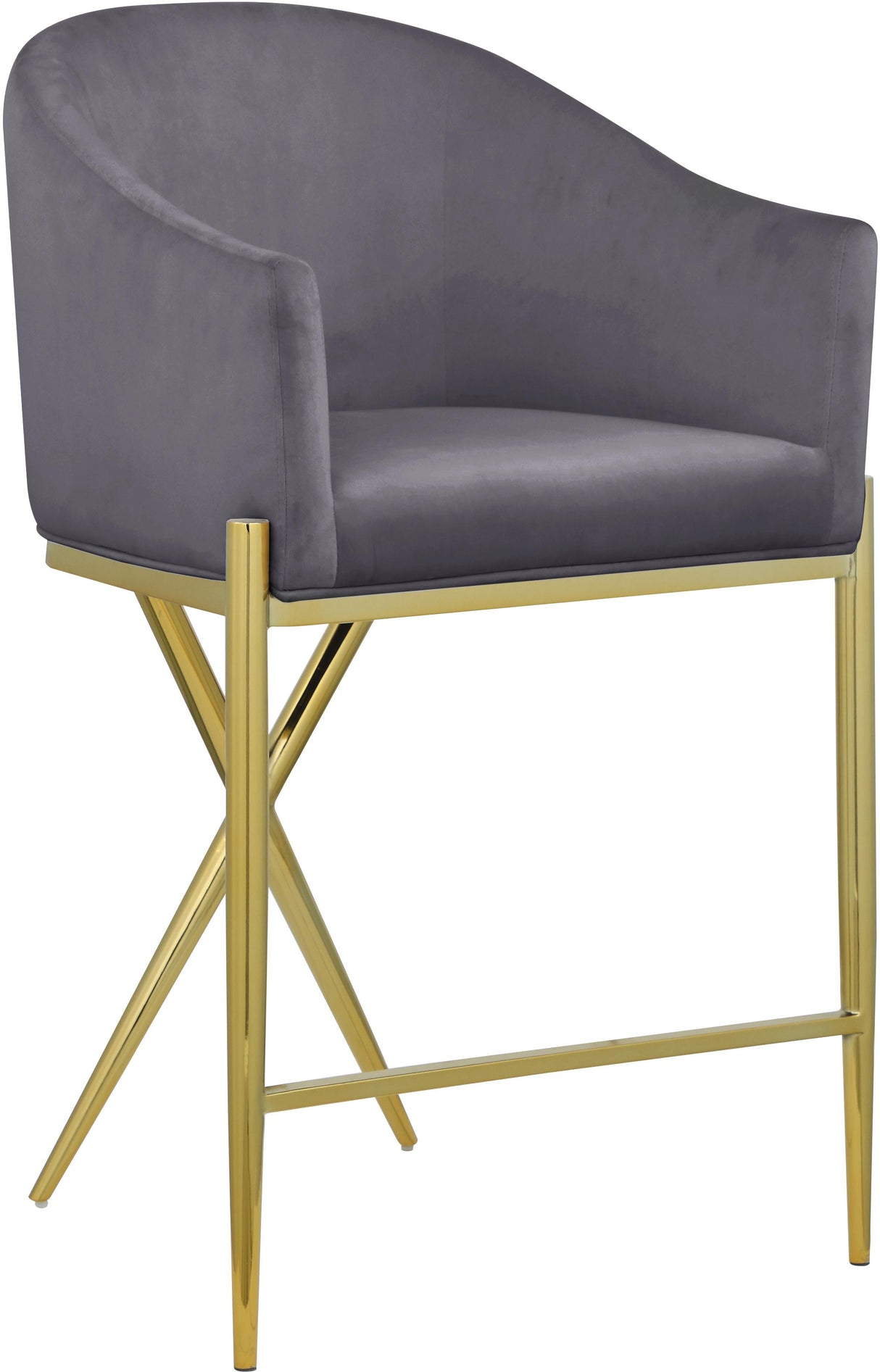 Xavier Grey Velvet Counter Stool - galleria furniture outlet