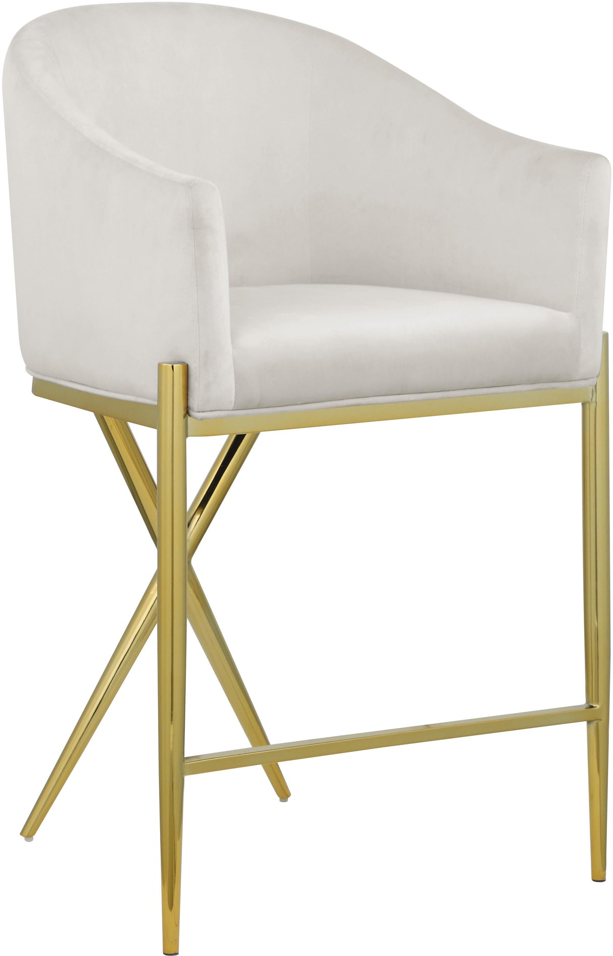 Xavier Cream Velvet Counter Stool - galleria furniture outlet
