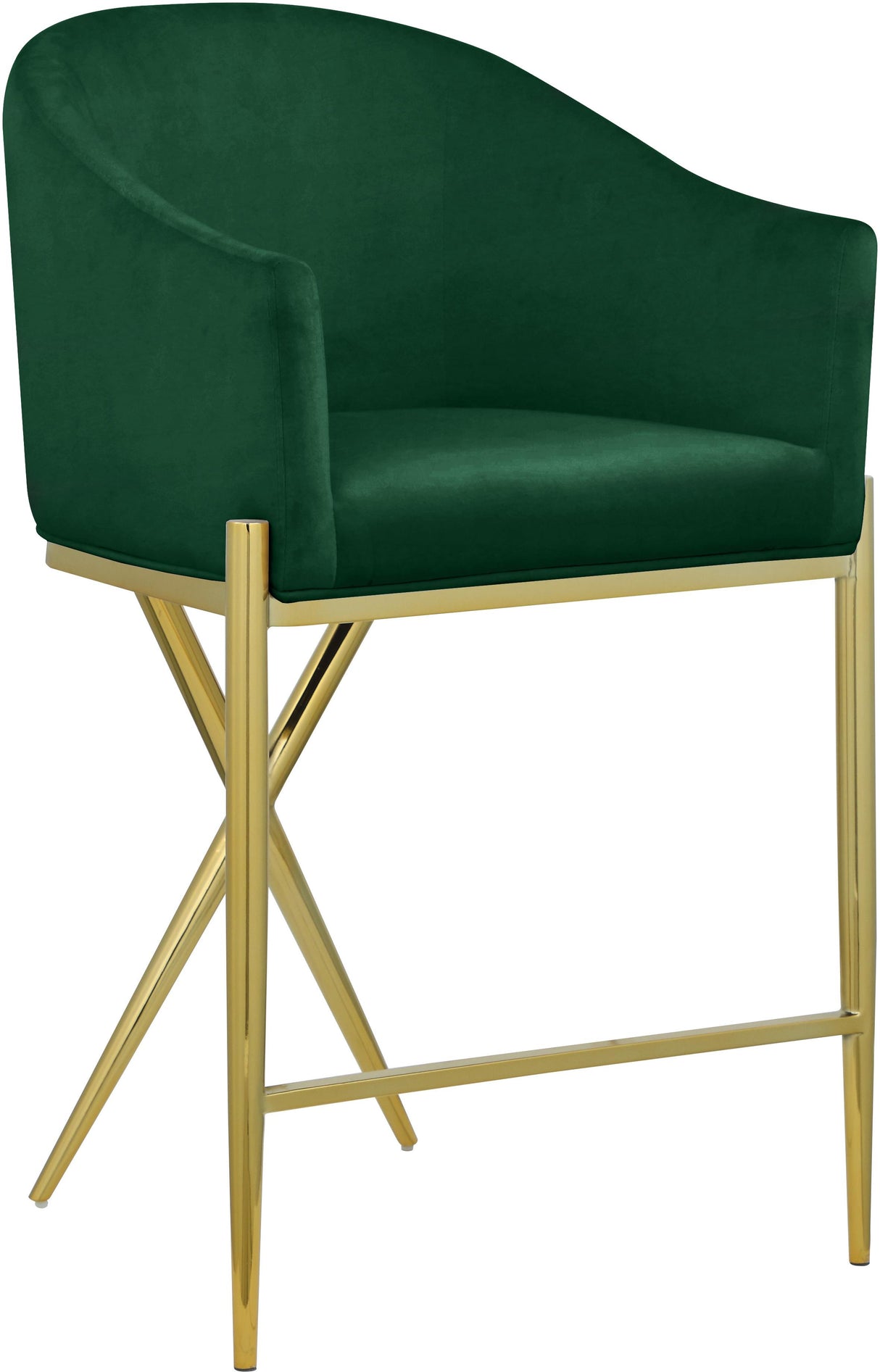 Xavier Green Velvet Counter Stool - galleria furniture outlet