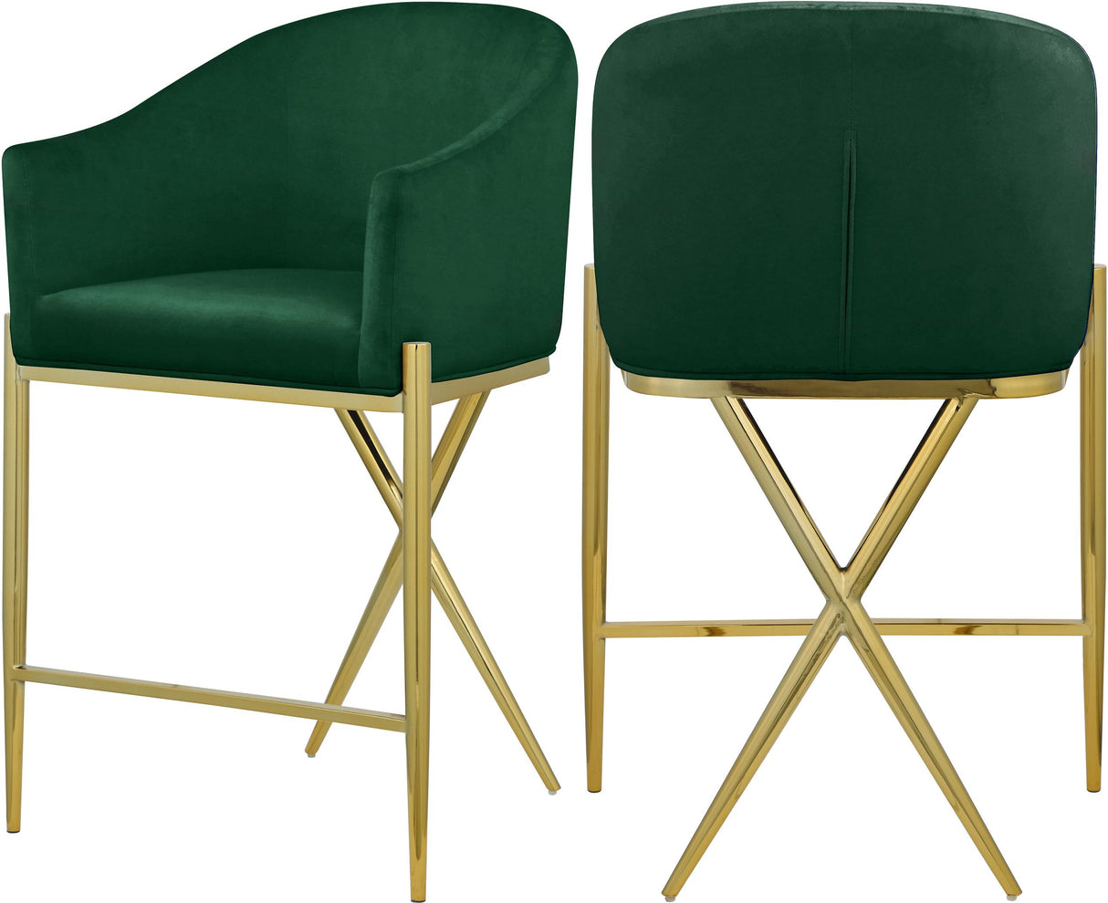 Xavier Green Velvet Counter Stool - galleria furniture outlet