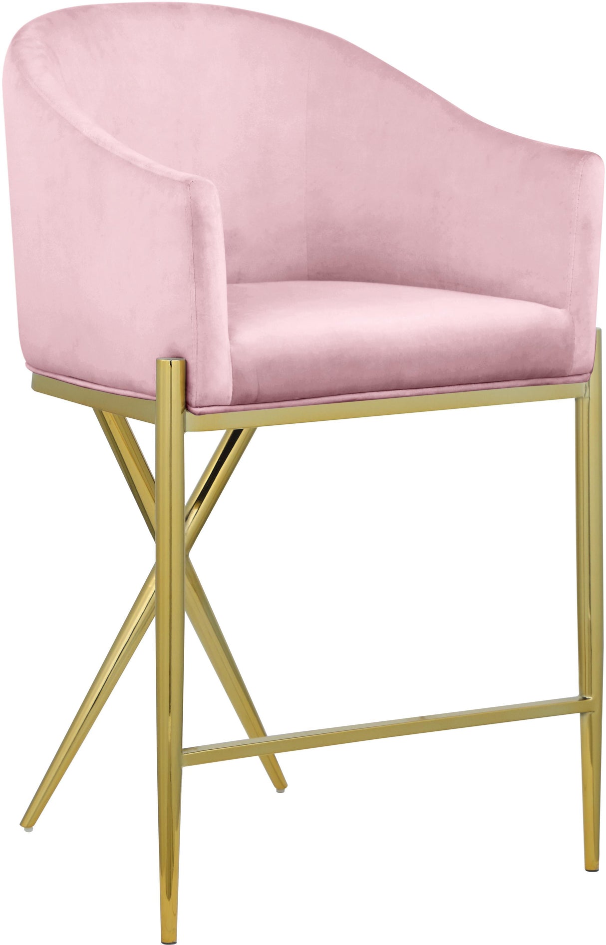 Xavier Pink Velvet Counter Stool - galleria furniture outlet