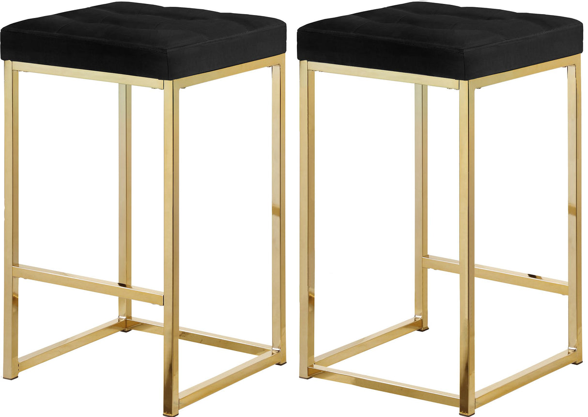 Nicola Black Velvet Stool - galleria furniture outlet