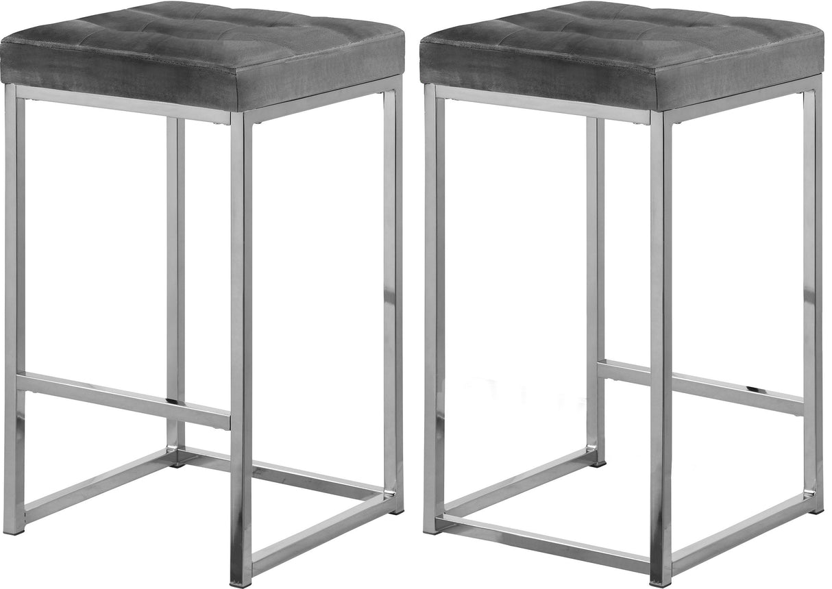 Nicola Grey Velvet Stool - galleria furniture outlet