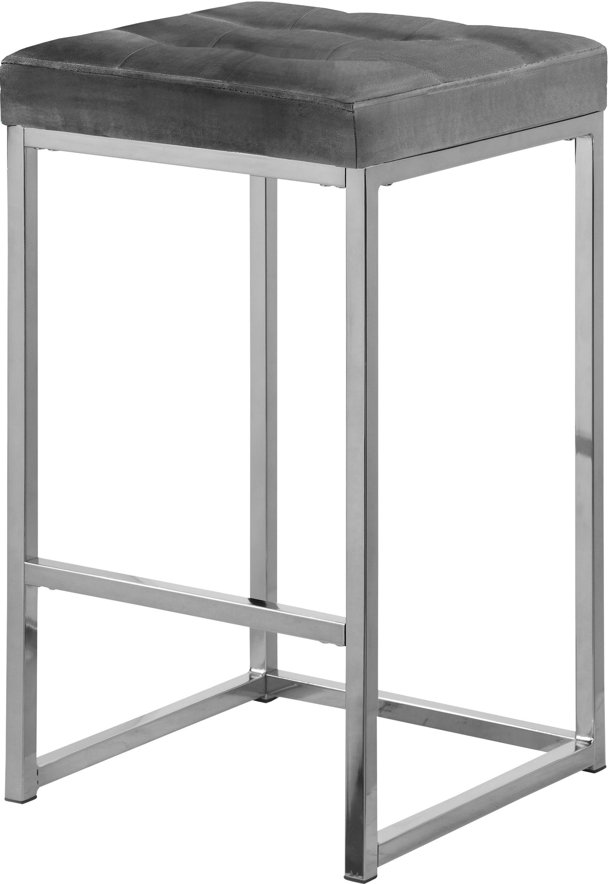 Nicola Grey Velvet Stool - galleria furniture outlet