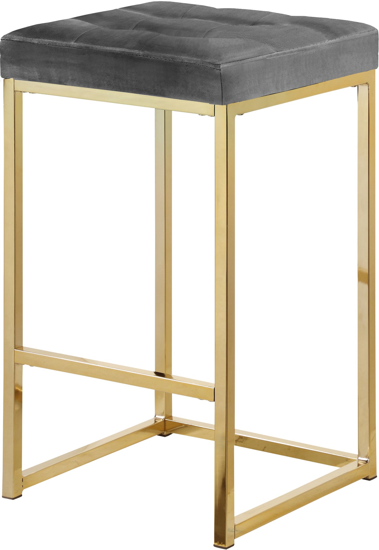 Nicola Grey Velvet Stool - galleria furniture outlet