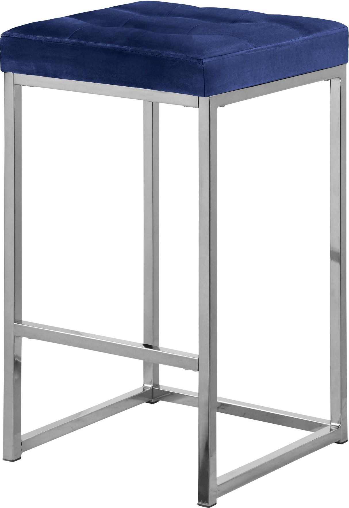 Nicola Navy Velvet Stool - galleria furniture outlet