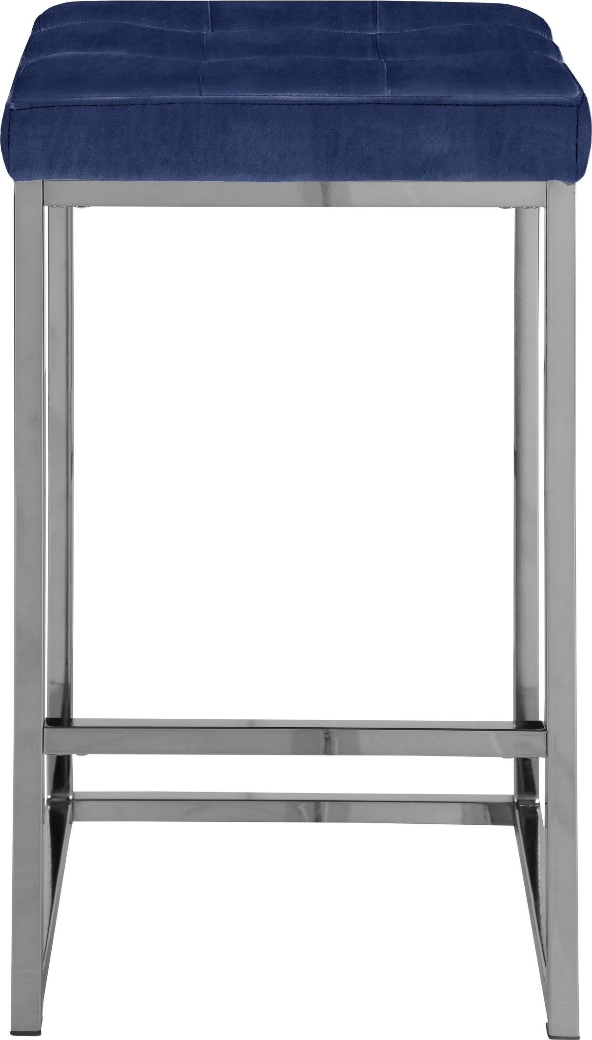 Nicola Navy Velvet Stool - galleria furniture outlet