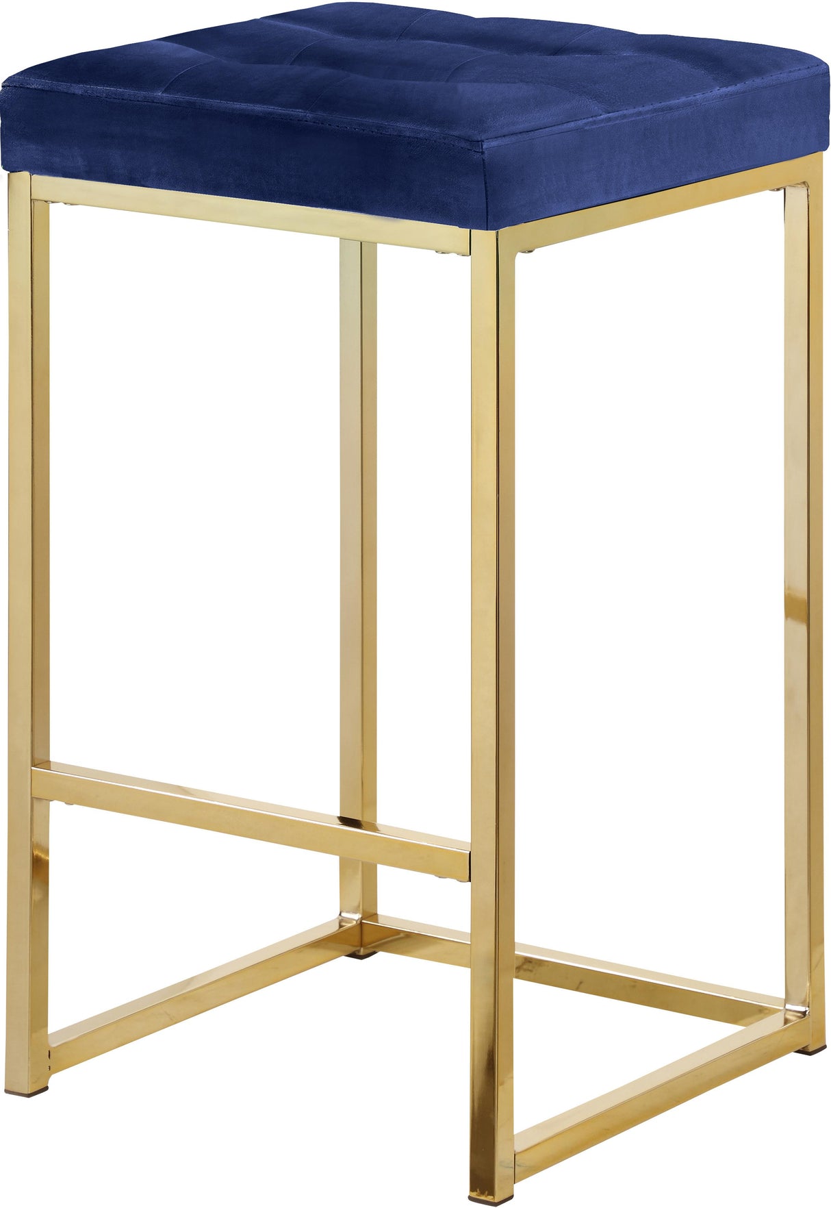Nicola Navy Velvet Stool - galleria furniture outlet