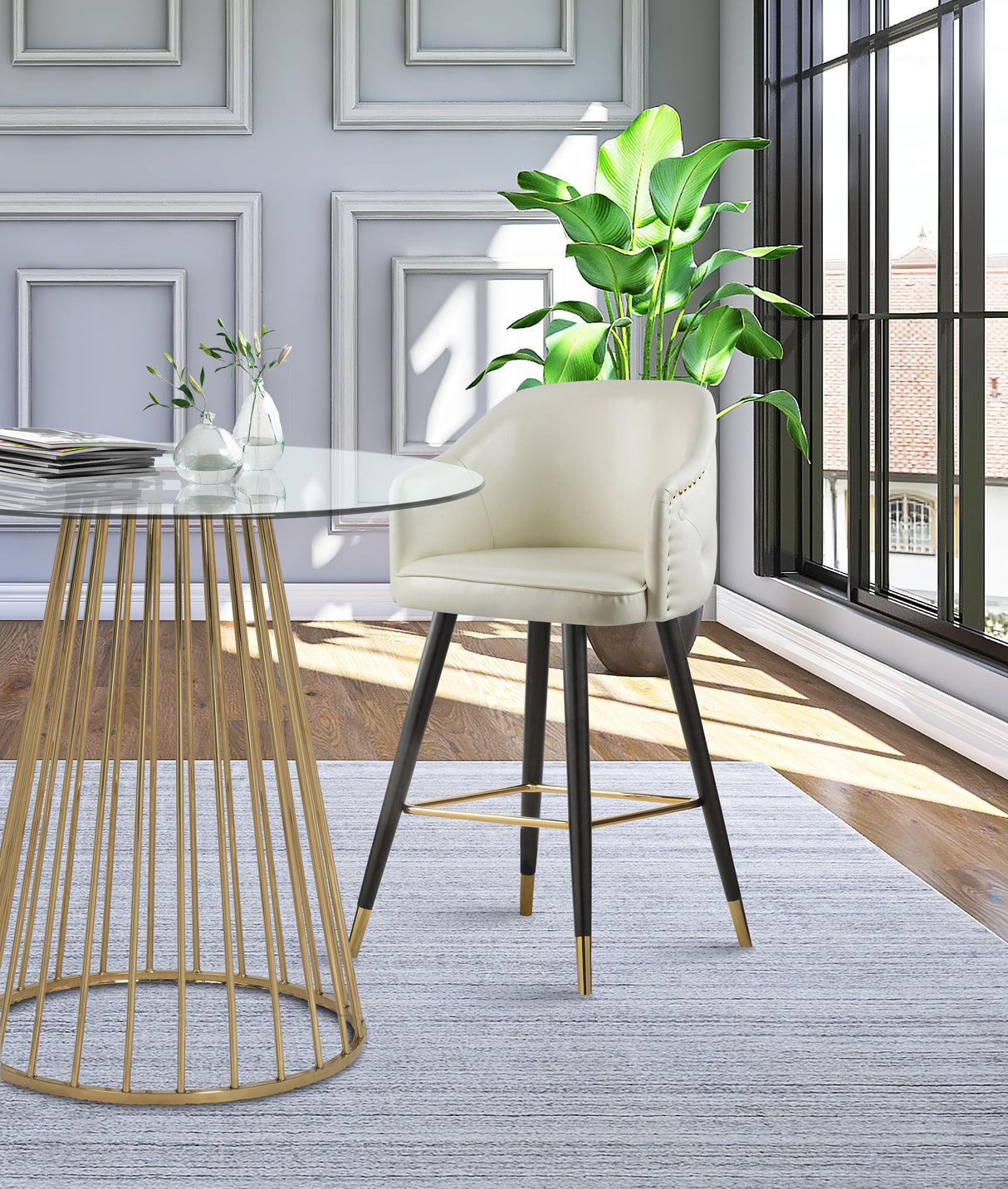 Barbosa White Faux Leather Counter/Bar Stool - galleria furniture outlet