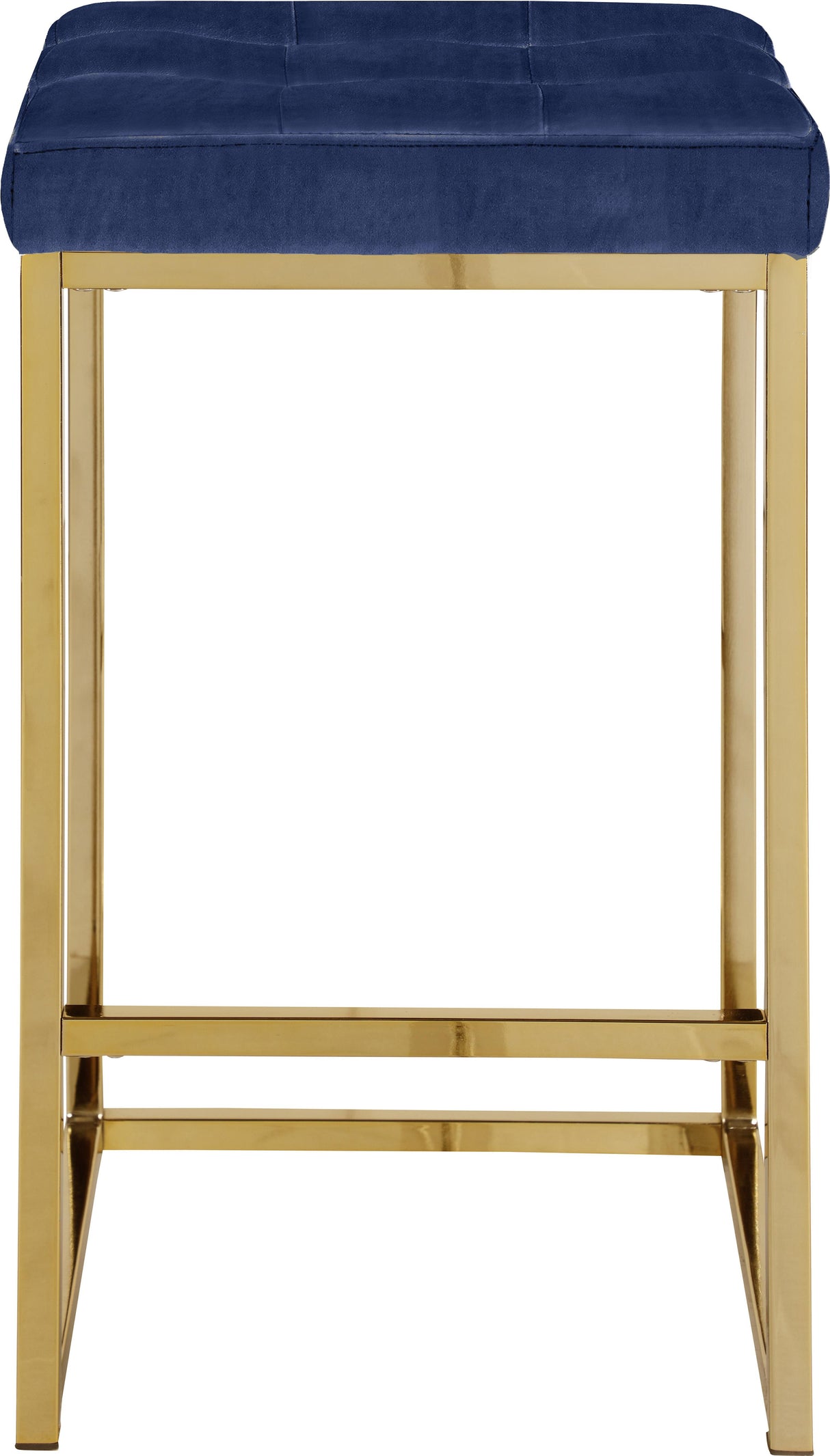 Nicola Navy Velvet Stool - galleria furniture outlet