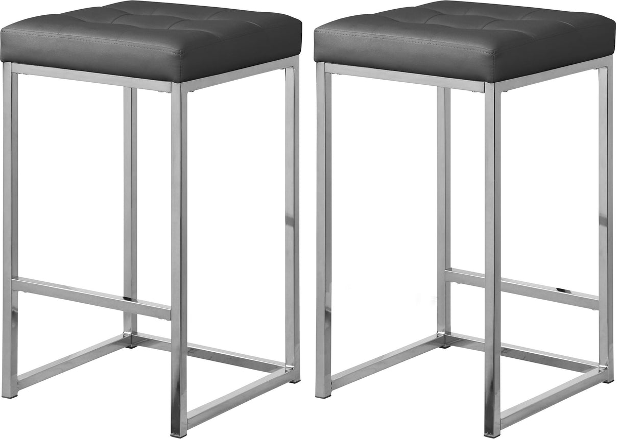 Nicola Grey Faux Leather Stool - galleria furniture outlet