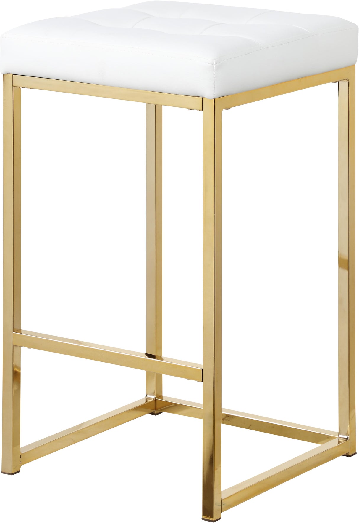 Nicola White Faux Leather Stool - galleria furniture outlet