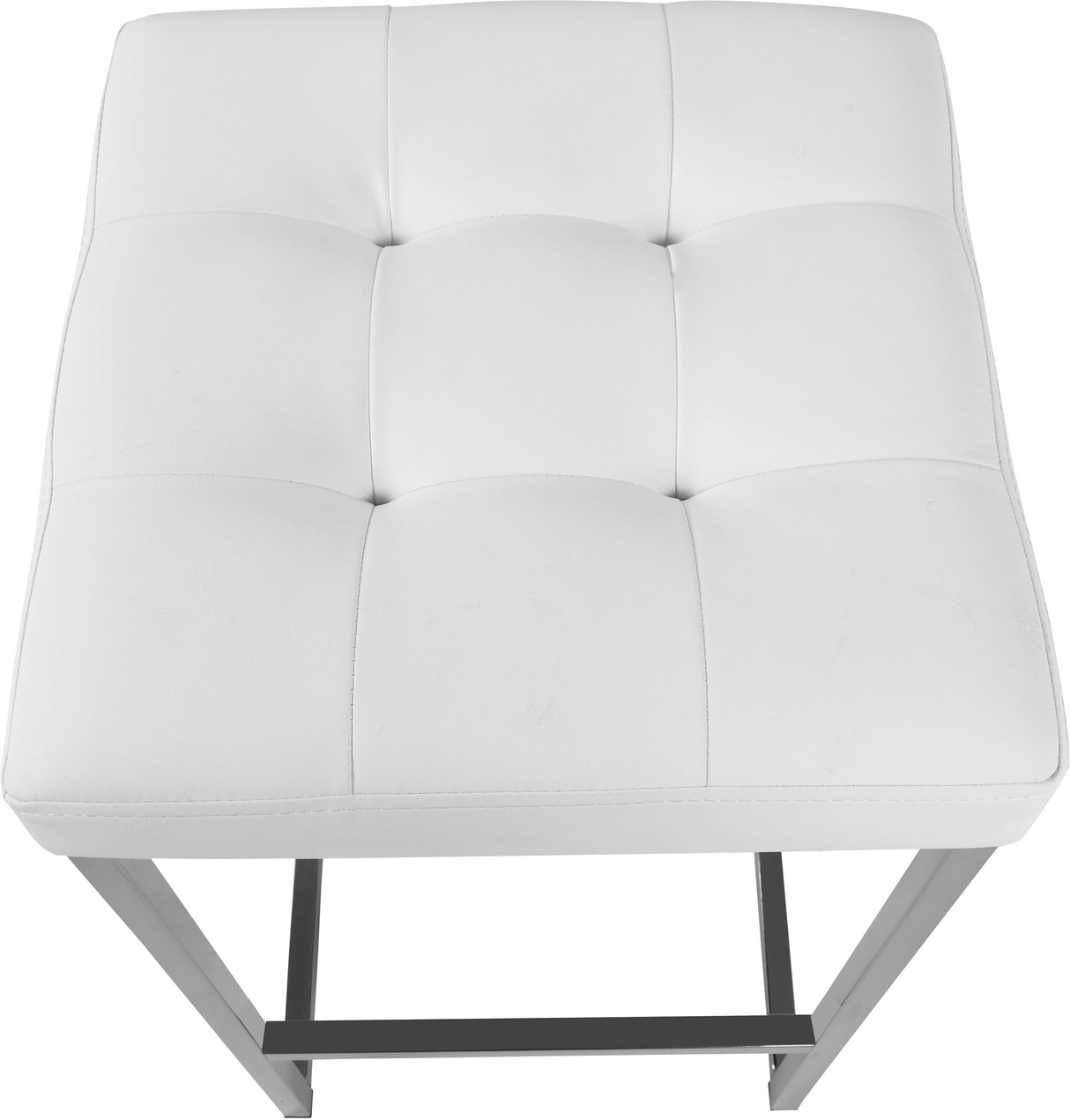 Nicola White Faux Leather Stool - galleria furniture outlet