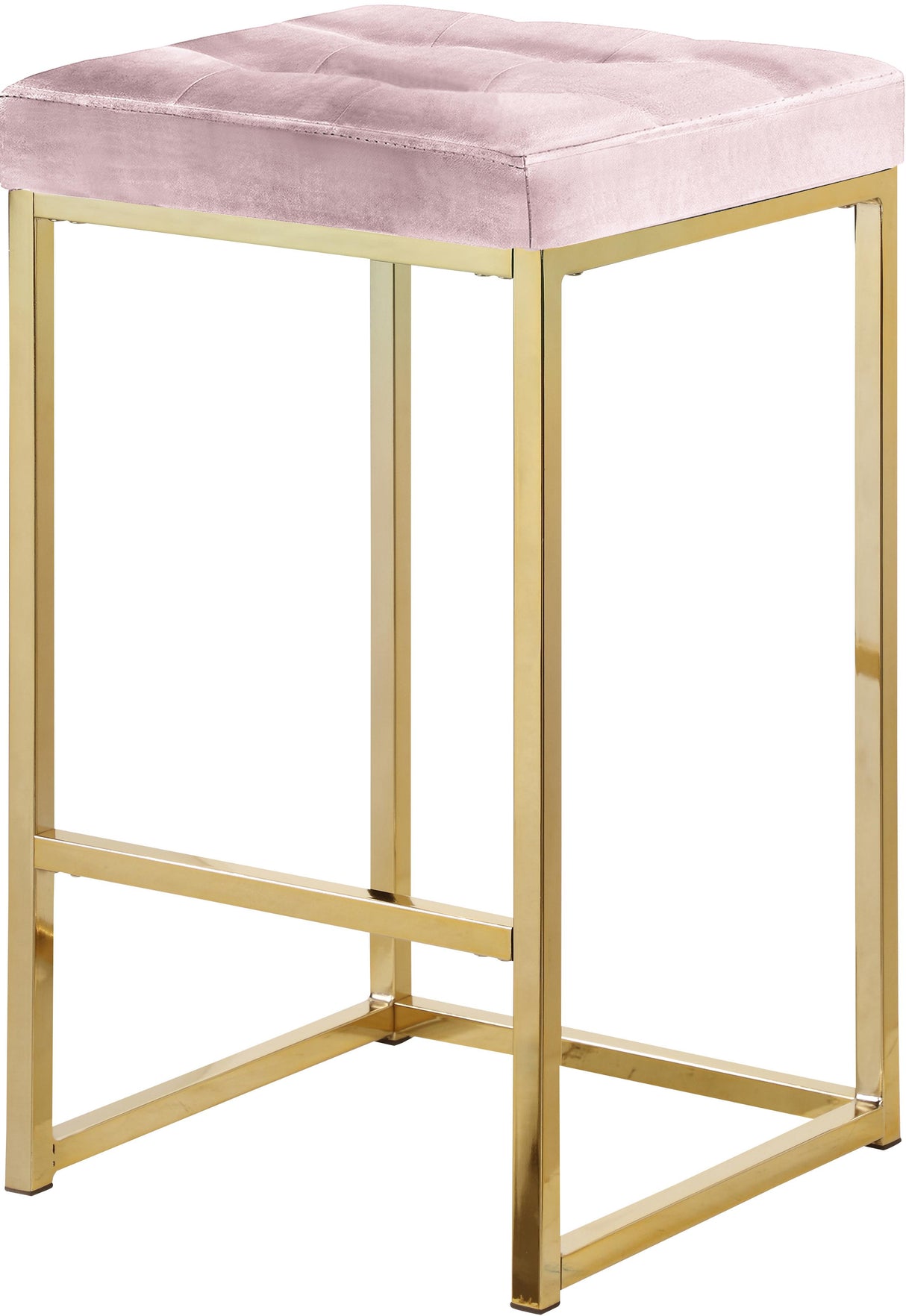 Nicola Pink Velvet Stool - galleria furniture outlet