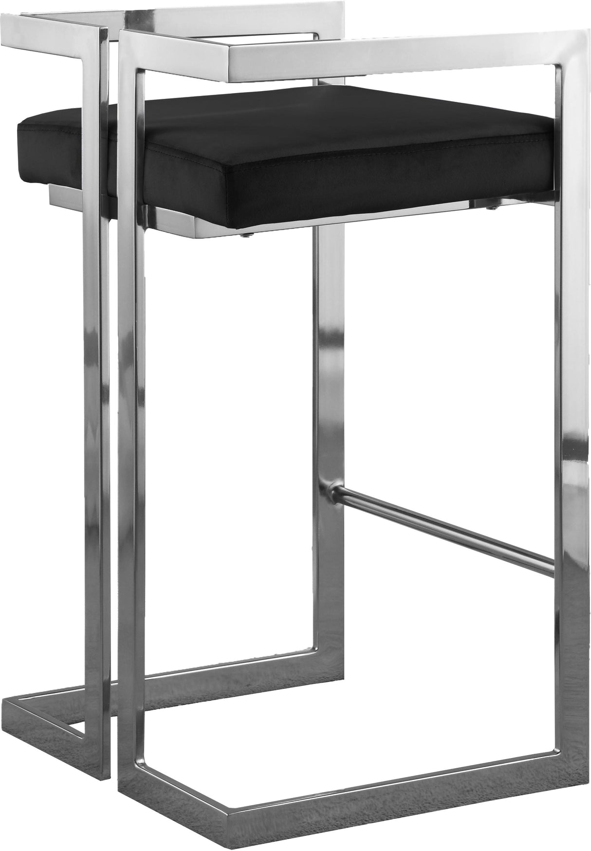 Ezra Black Velvet Stool - galleria furniture outlet