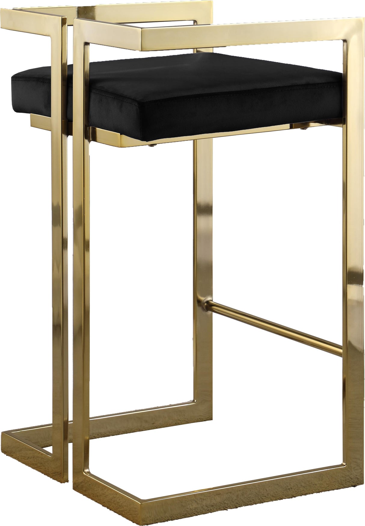 Ezra Black Velvet Stool - galleria furniture outlet