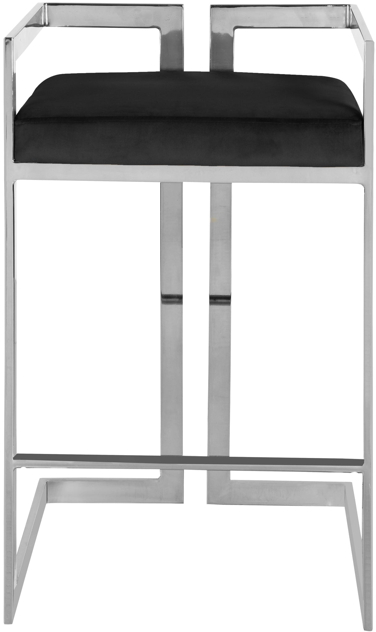 Ezra Black Velvet Stool - galleria furniture outlet
