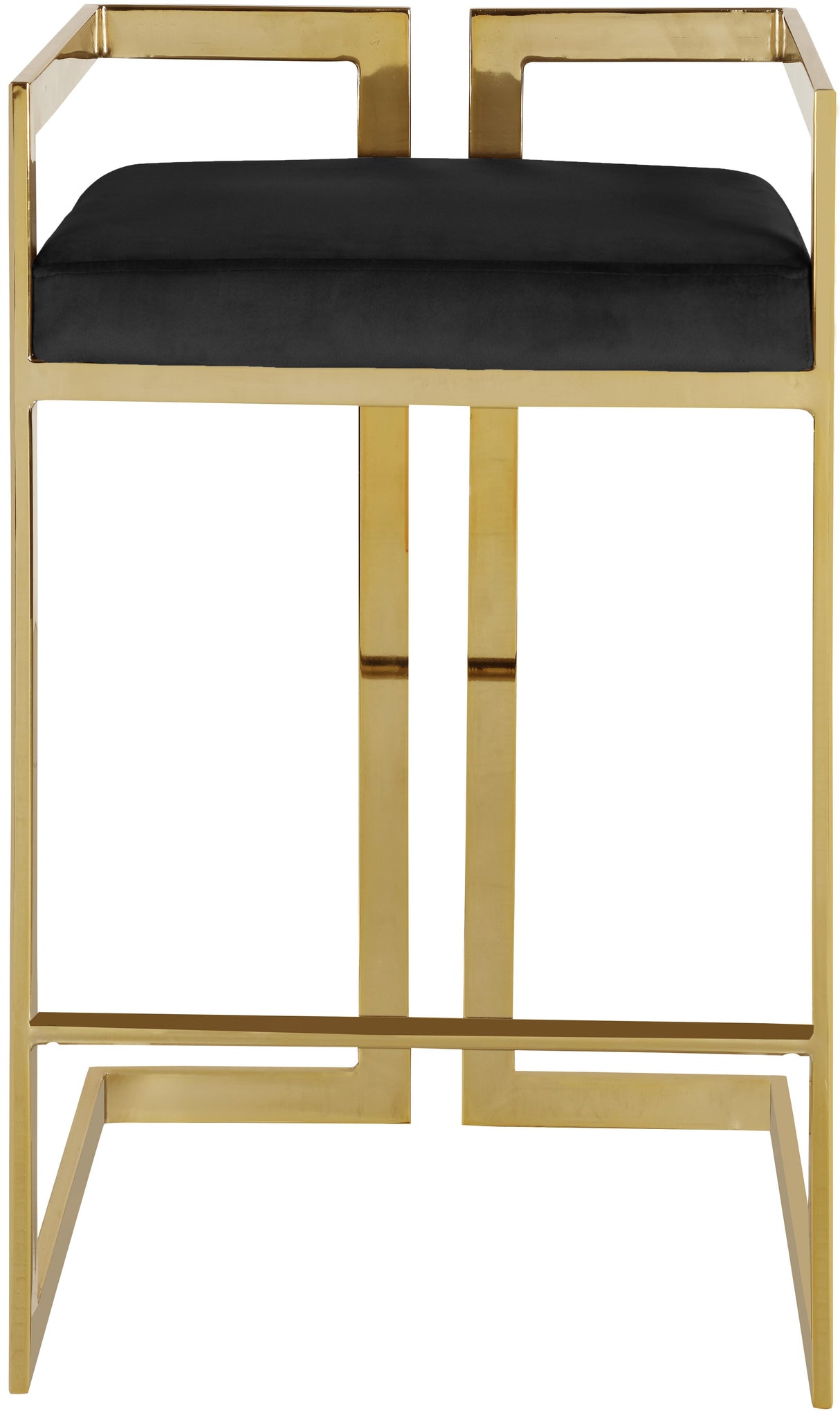 Ezra Black Velvet Stool - galleria furniture outlet