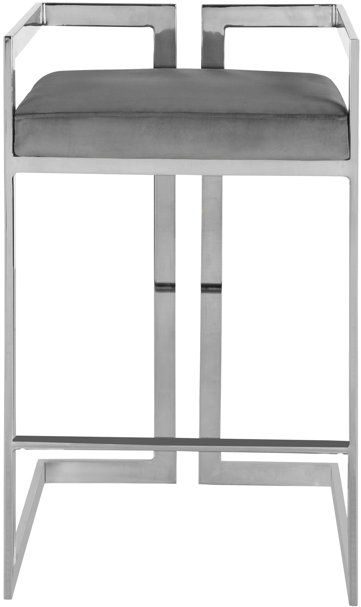 Ezra Grey Velvet Stool - galleria furniture outlet