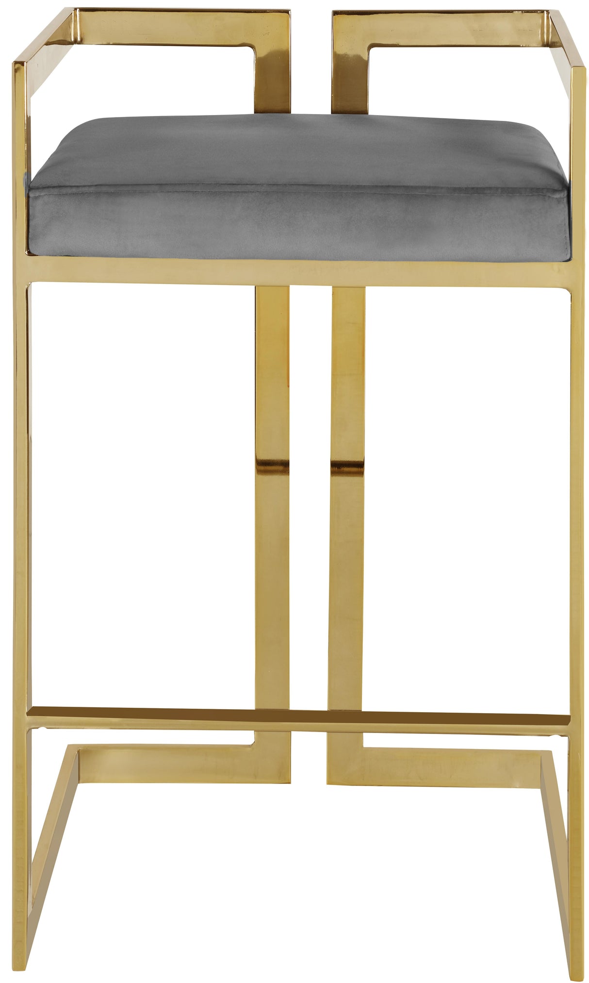 Ezra Grey Velvet Stool - galleria furniture outlet