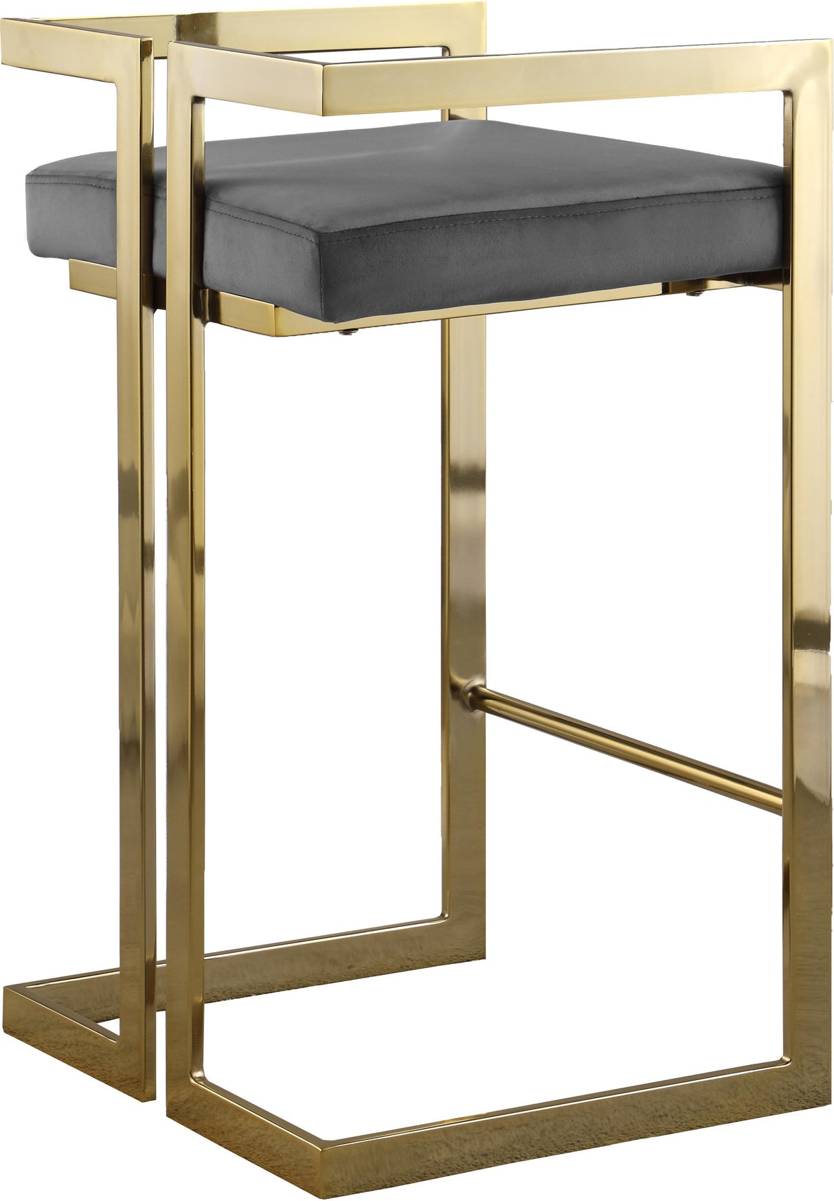 Ezra Grey Velvet Stool - galleria furniture outlet