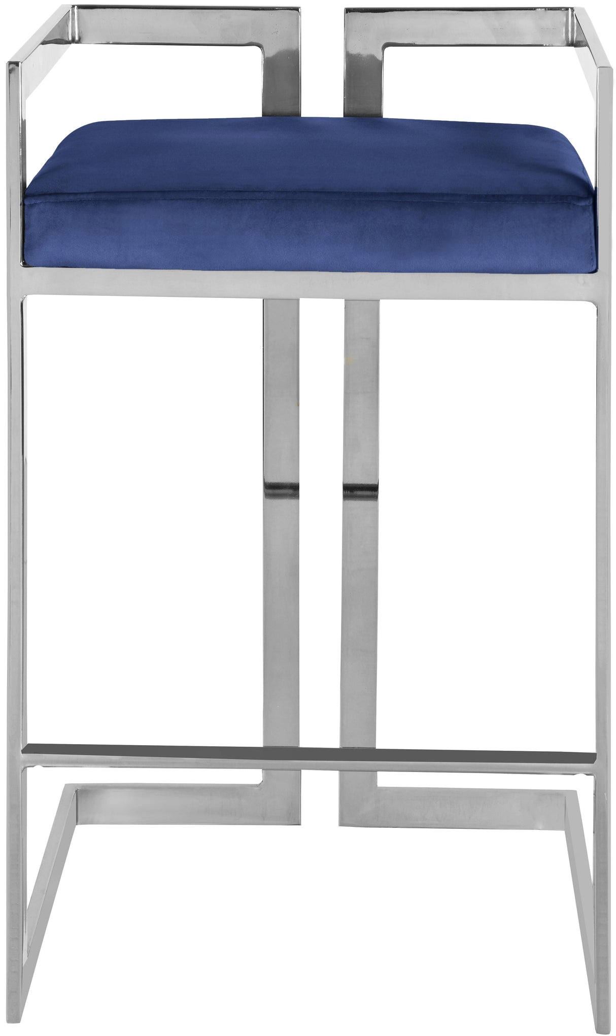 Ezra Navy Velvet Stool - galleria furniture outlet