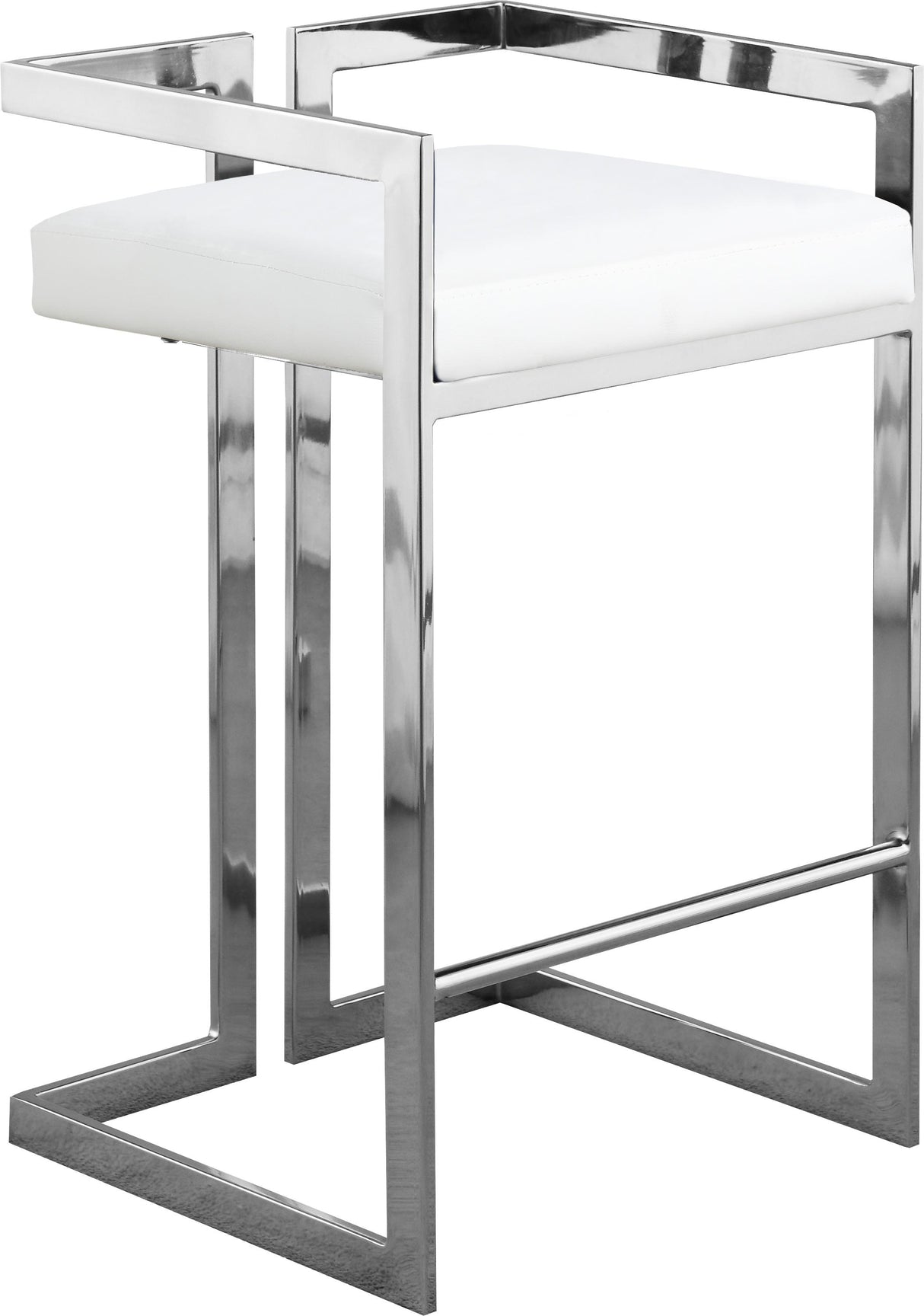 Ezra White Faux Leather Stool - galleria furniture outlet