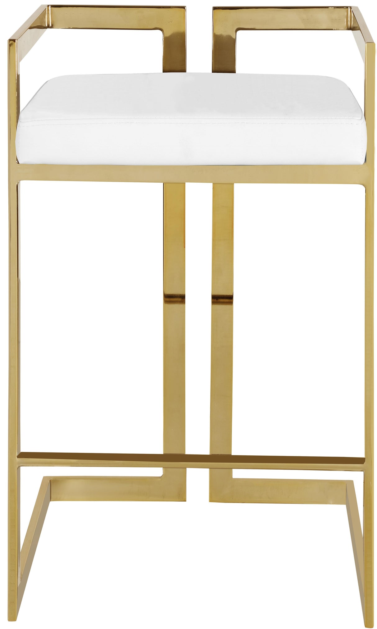 Ezra White Faux Leather Stool - galleria furniture outlet