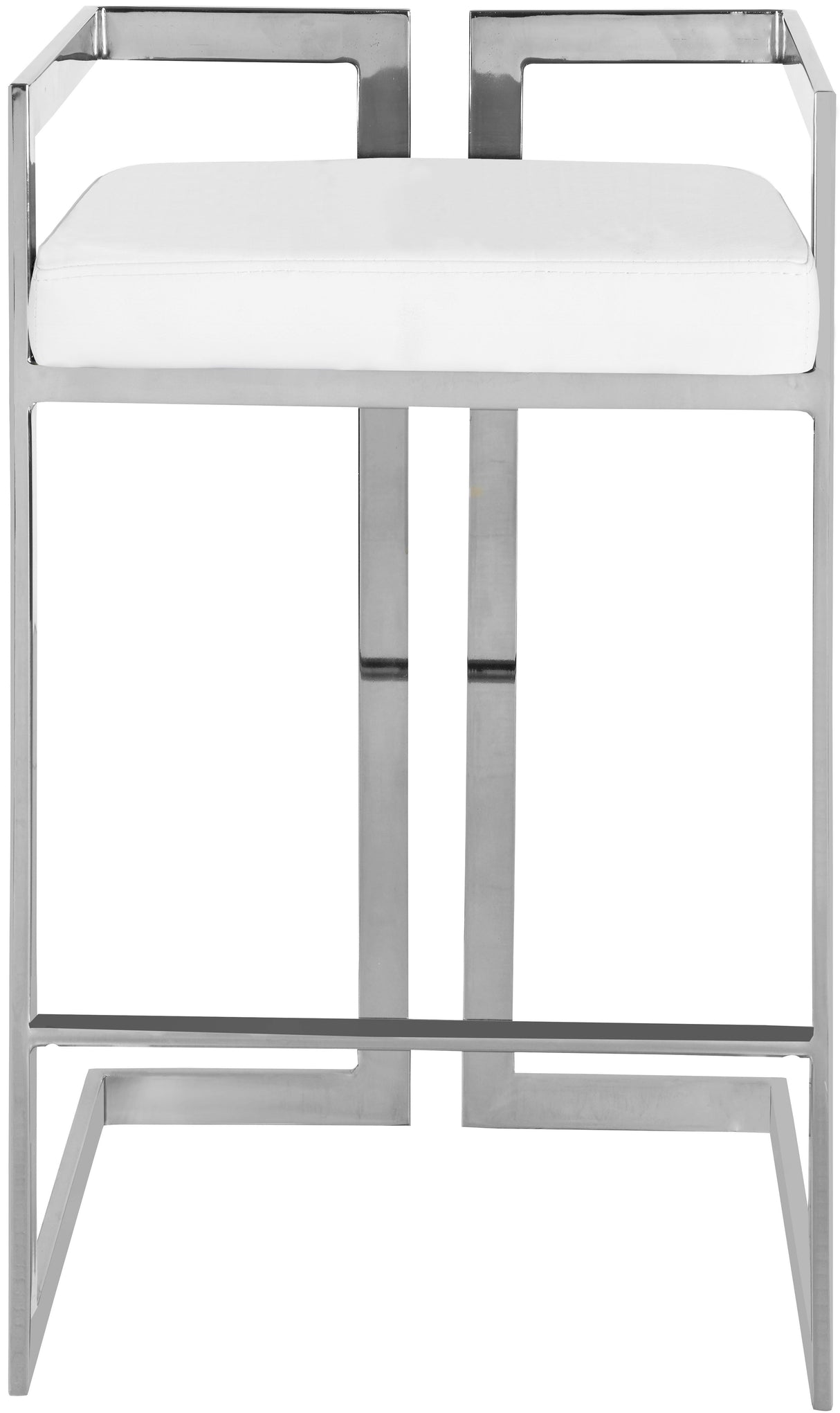 Ezra White Faux Leather Stool - galleria furniture outlet