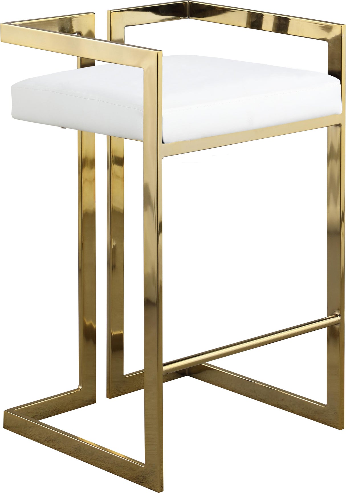 Ezra White Faux Leather Stool - galleria furniture outlet
