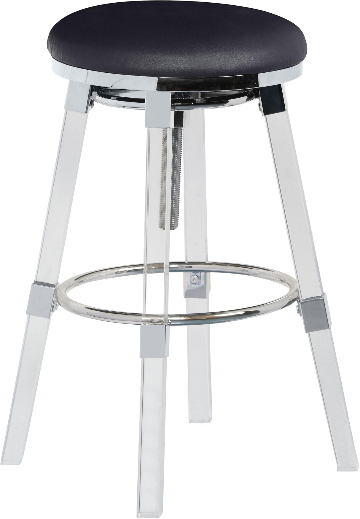 Venus Black Faux Leather Adjustable Stool - galleria furniture outlet