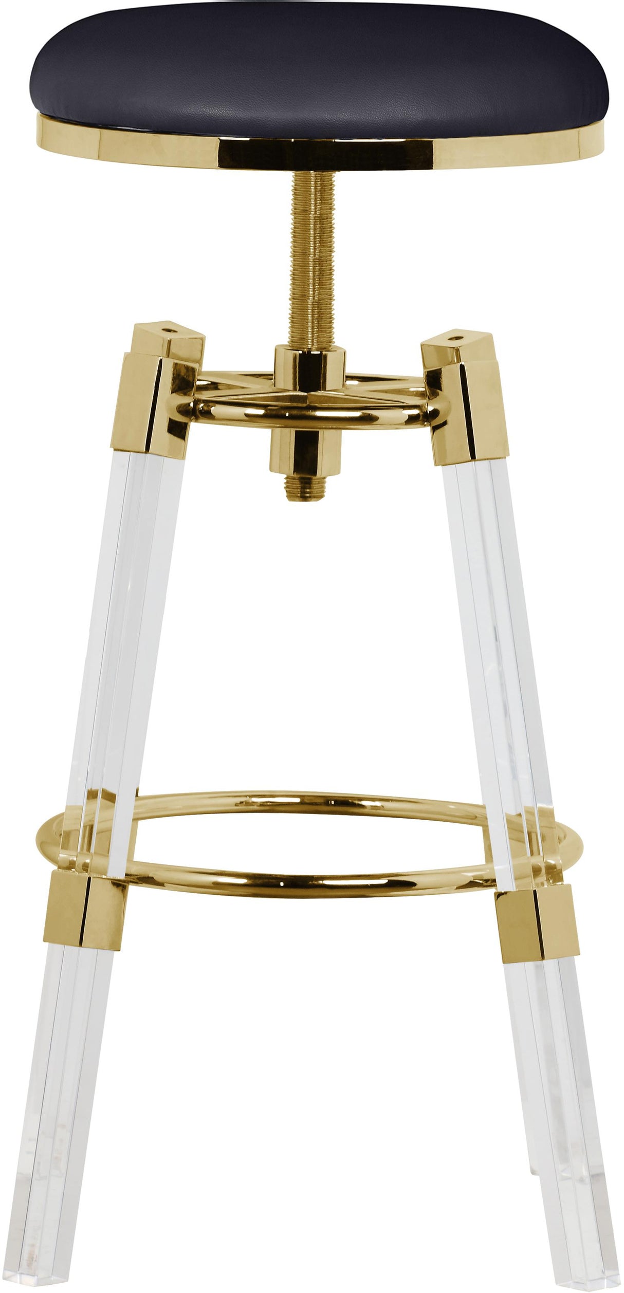 Venus Black Faux Leather Adjustable Stool - galleria furniture outlet