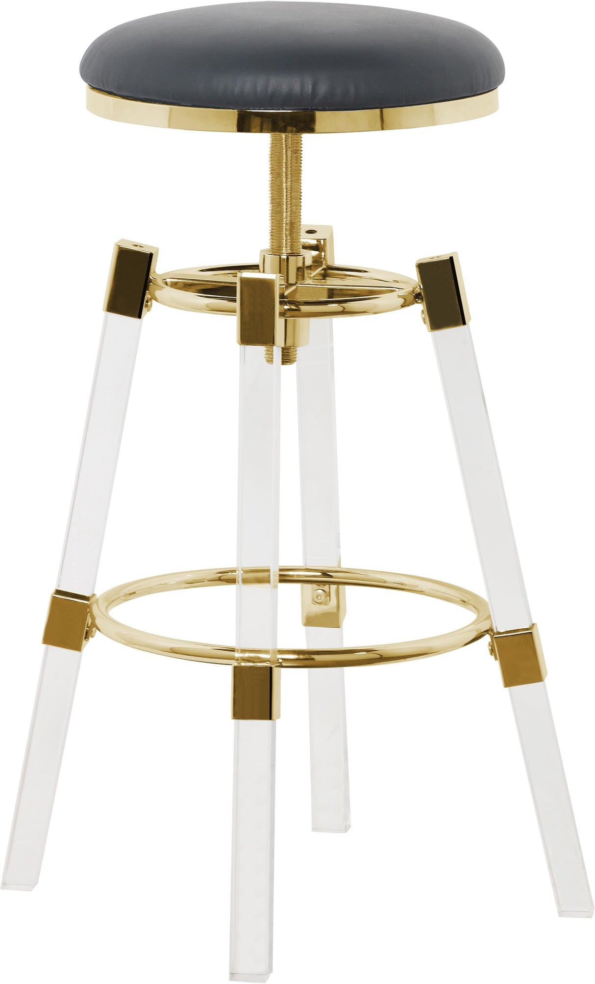 Venus Grey Faux Leather Adjustable Stool - galleria furniture outlet