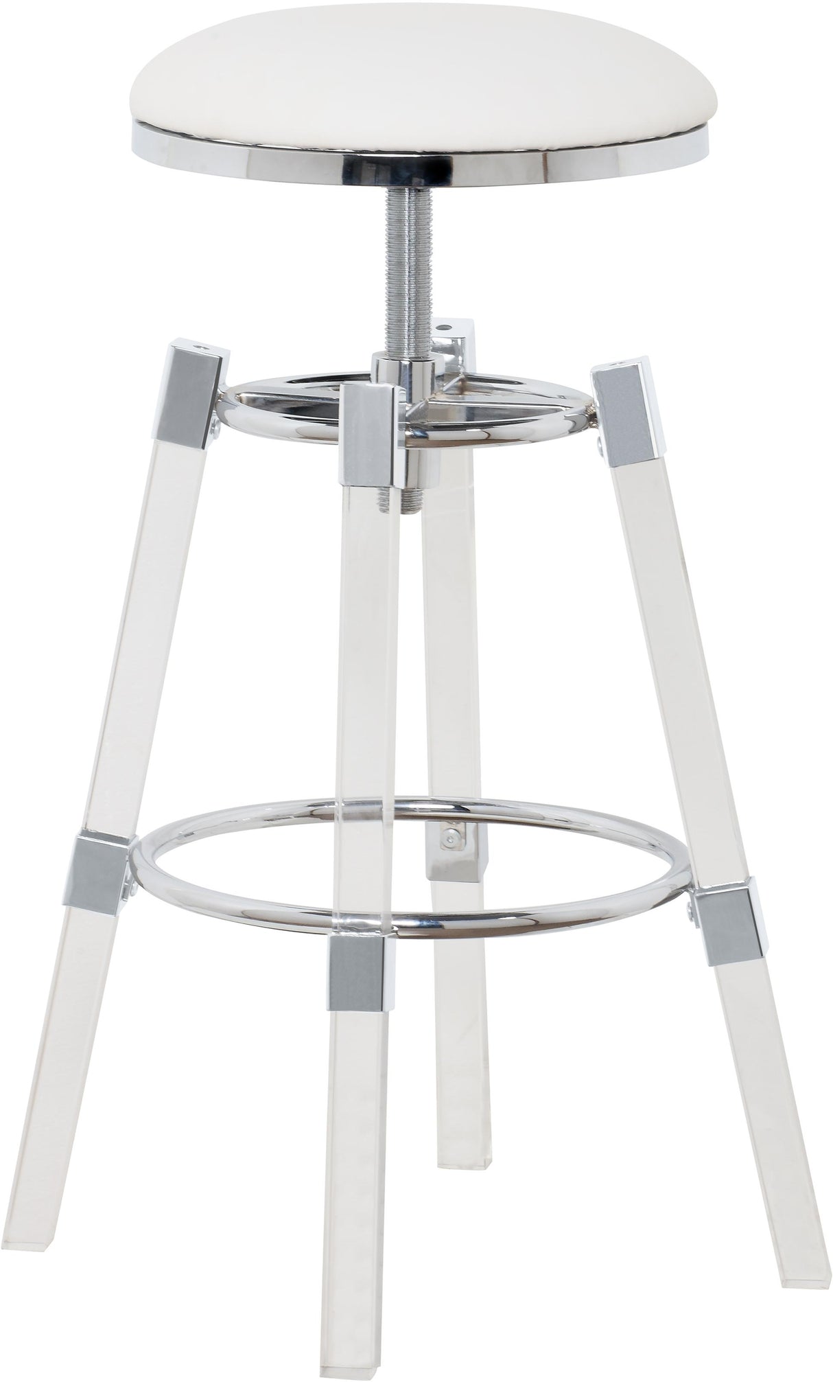 Venus White Faux Leather Adjustable Stool - galleria furniture outlet
