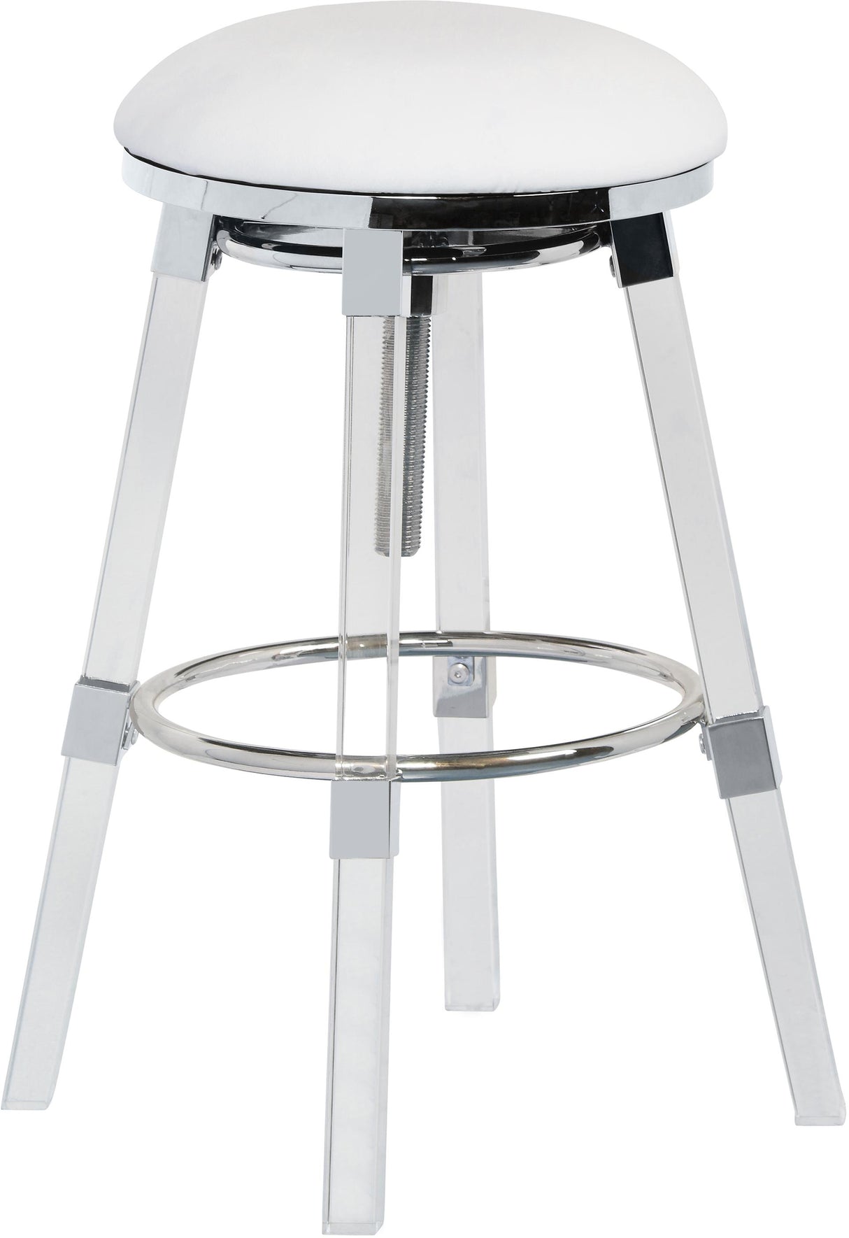 Venus White Faux Leather Adjustable Stool - galleria furniture outlet
