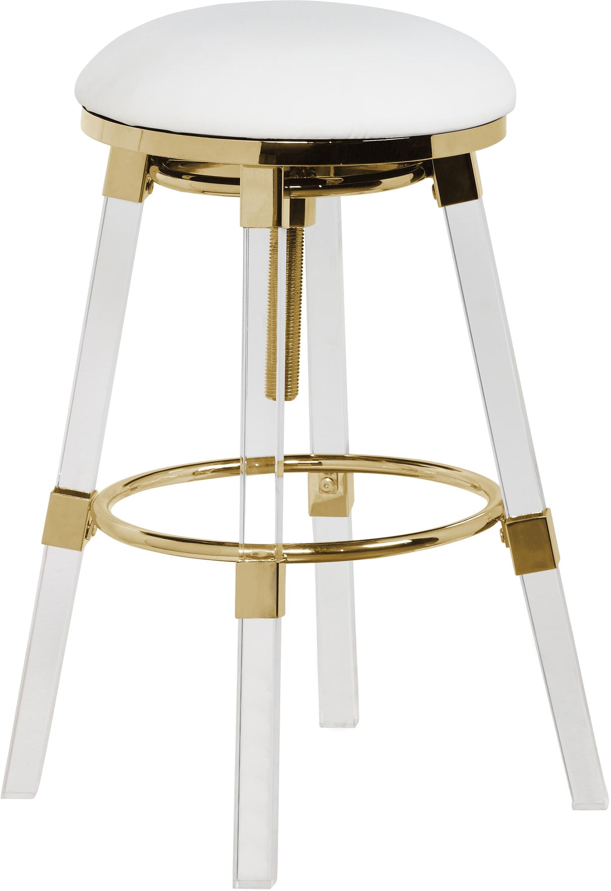 Venus White Faux Leather Adjustable Stool - galleria furniture outlet