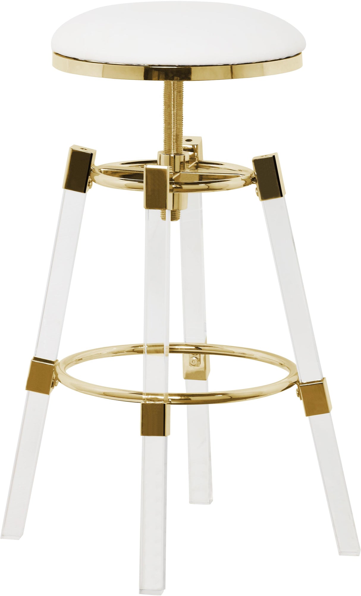 Venus White Faux Leather Adjustable Stool - galleria furniture outlet