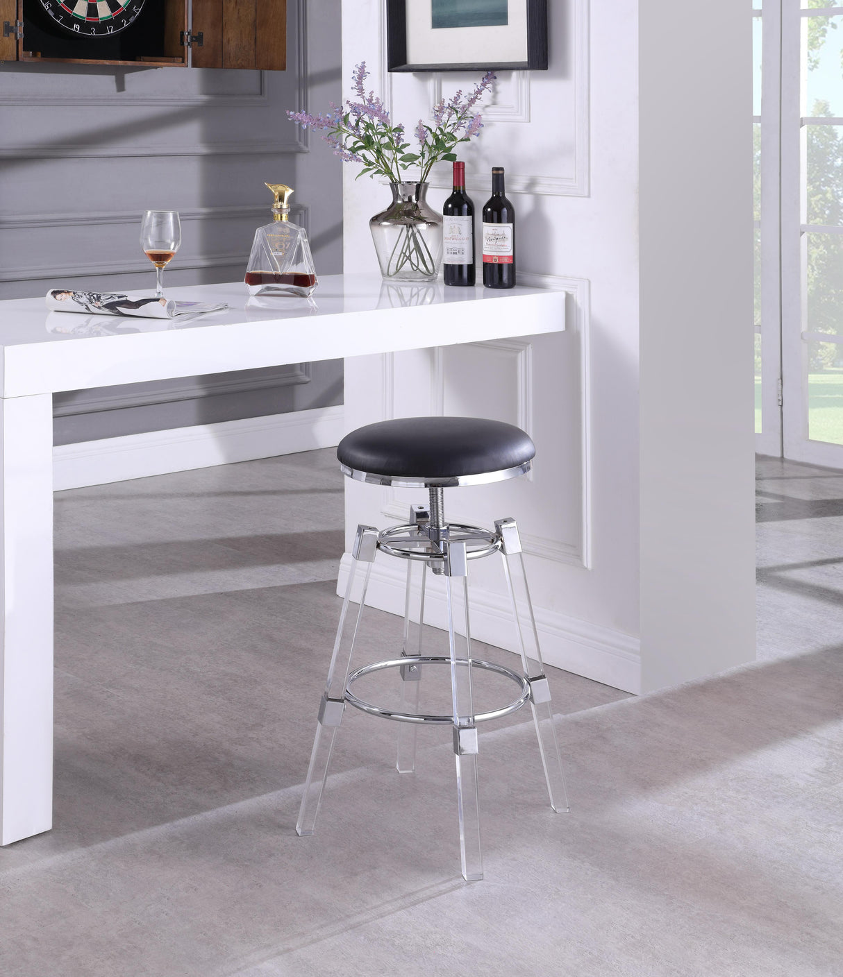 Venus Black Faux Leather Adjustable Stool - galleria furniture outlet