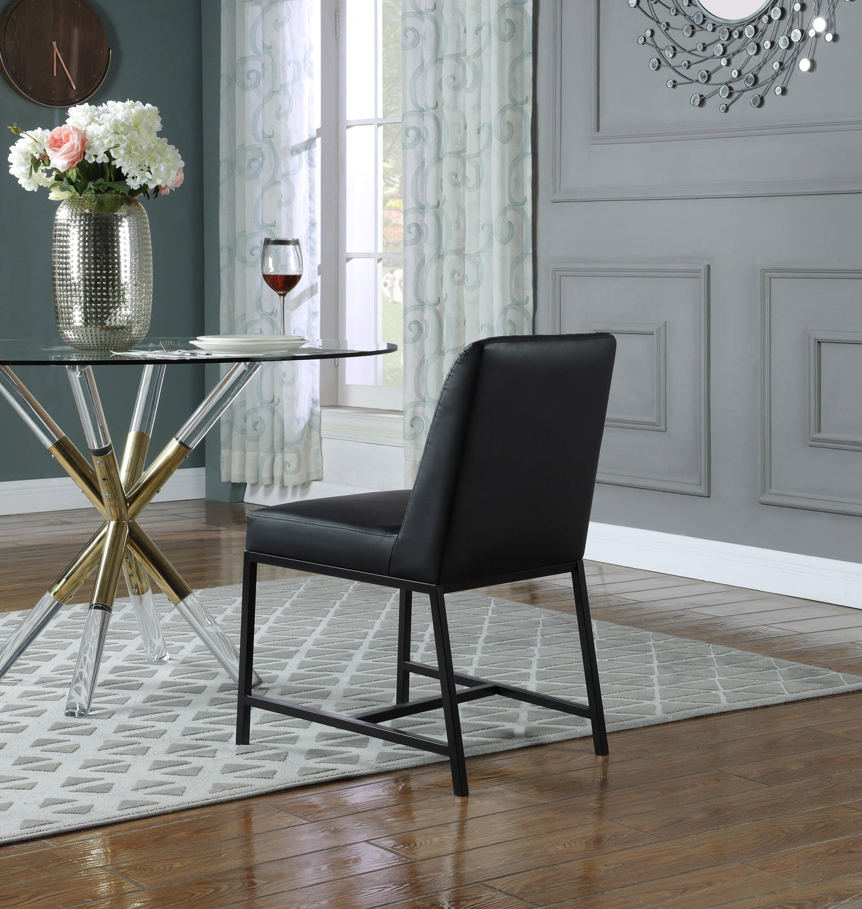 Bryce Black Faux Leather Dining Chair - galleria furniture outlet