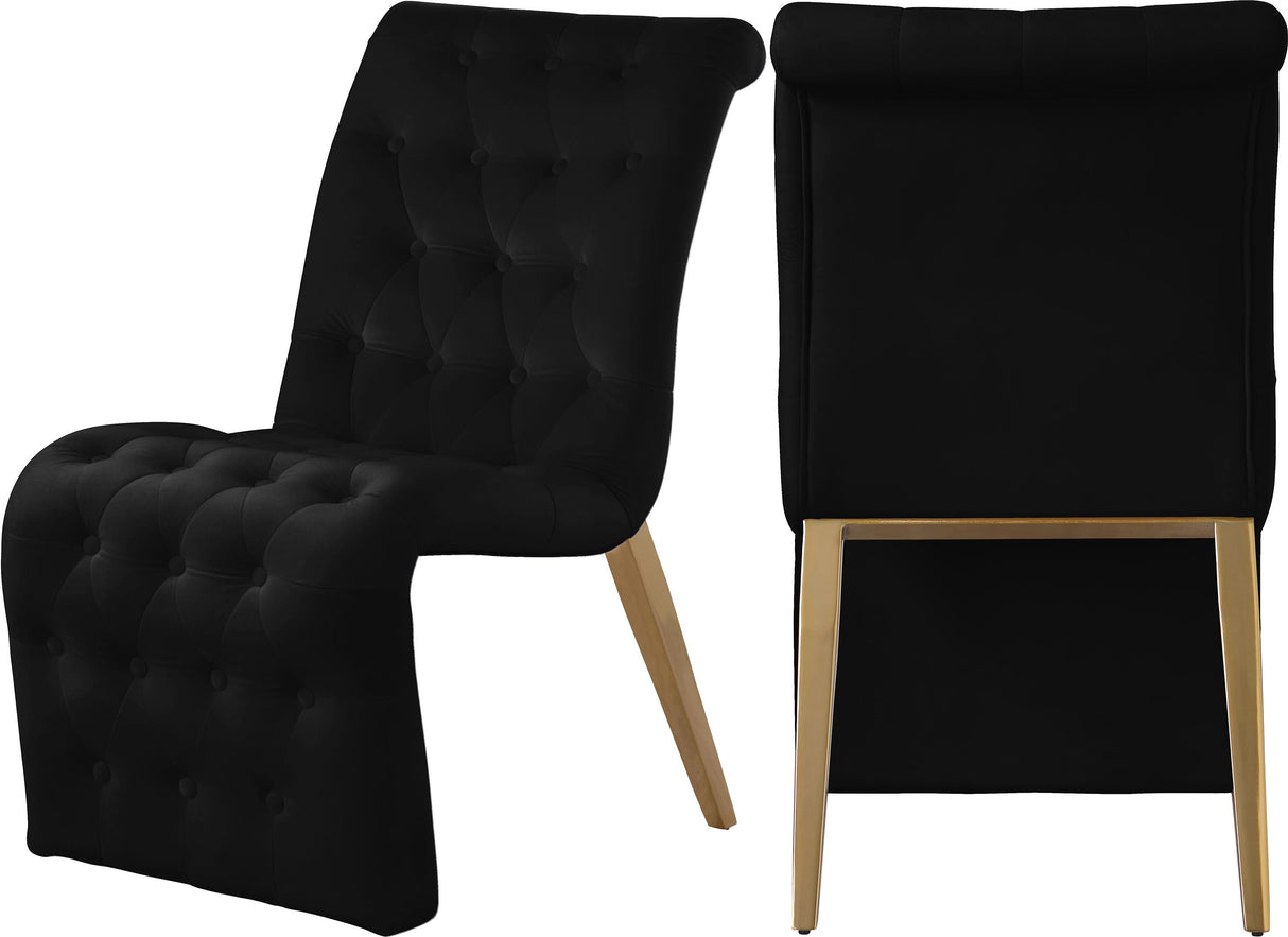 Curve Black Velvet Dining Chair - galleria furniture outlet