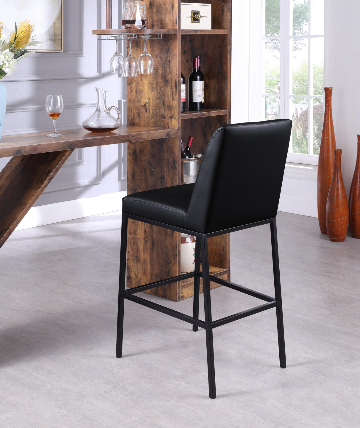 Bryce Black Faux Leather Stool - galleria furniture outlet